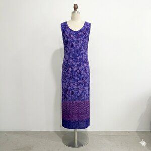 Darian Dress Midi Tie-Dye Beach Boho Bohemian Hippie Purple Floral Hand Painted